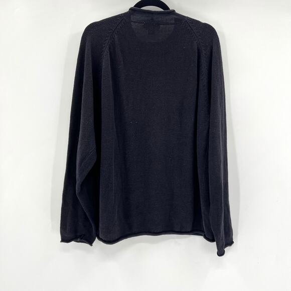 J.Crew Navy Blue Linen Blend Oversized Turtleneck Sweater Vintage 90's - Picture 2 of 4